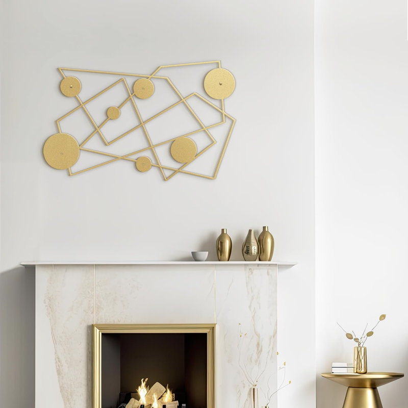 Décoration murale en métal, H 12 po x l 24 po x P 0,05 po, Or