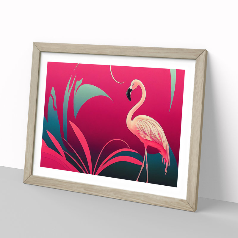 Spectacular Flamingo - Framed Print, 46cm H x 64cm W, Oak Frame