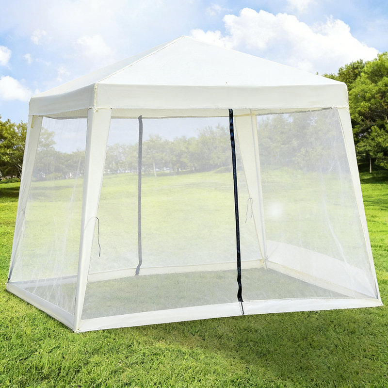 Tente d'auvent extérieure, abri de soleil à pattes inclinées avec parois latérales en filet, tentes de patio pour les fêtes