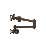 Country Kitchen Two Handle Wall Mounted Swing Arm Fold Away Pot Filler Faucet with Handles