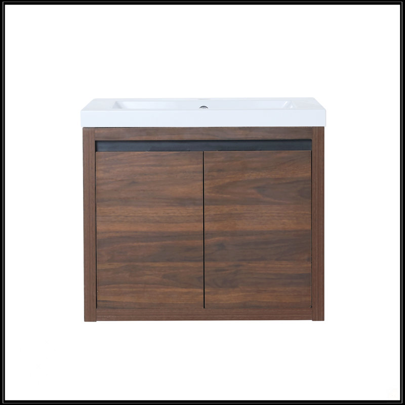 Armoire de salle de bain avec lavabo, Noyer de Californie