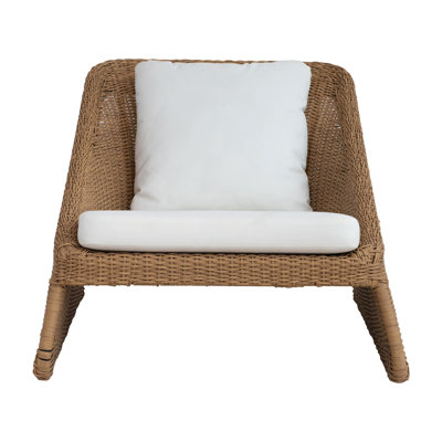 Plastic Wicker And Metal Indoor/Outdoor Chair With 2 Fabric Cushions