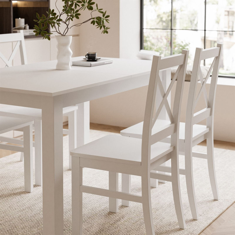 Odelle 4 - Person Dining Set, White, White, White