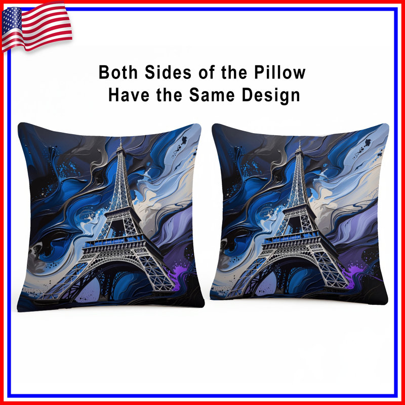 Eiffel Tower Throw Pillow, Architecture Double Sided Pillows, 20 x 20 inches
