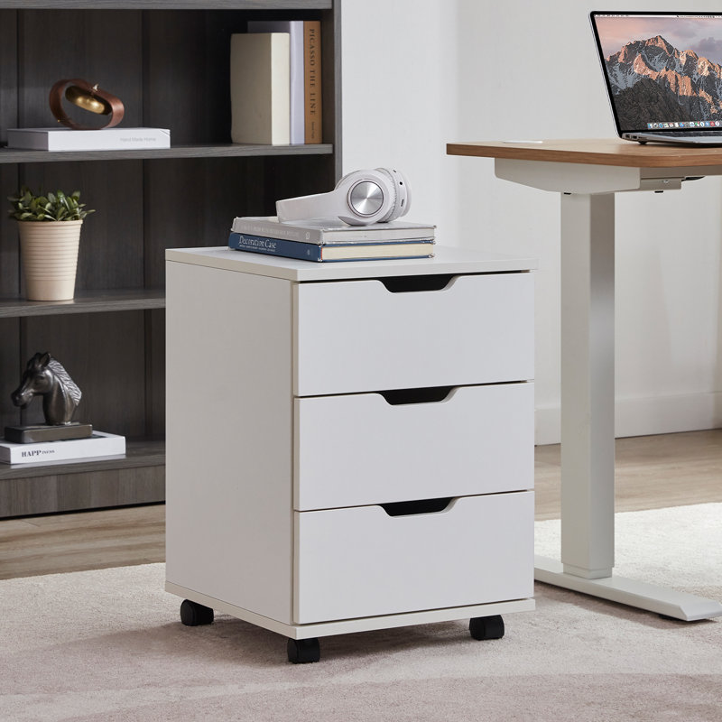 Classeur à 3 tiroirs en bois moderne avec rangement à roulettes vertical pour bureau