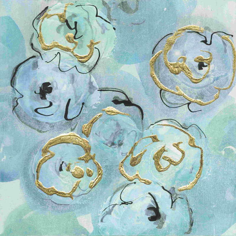 Or bordé bleu sarcelle I, H 12 po x l 12 po
