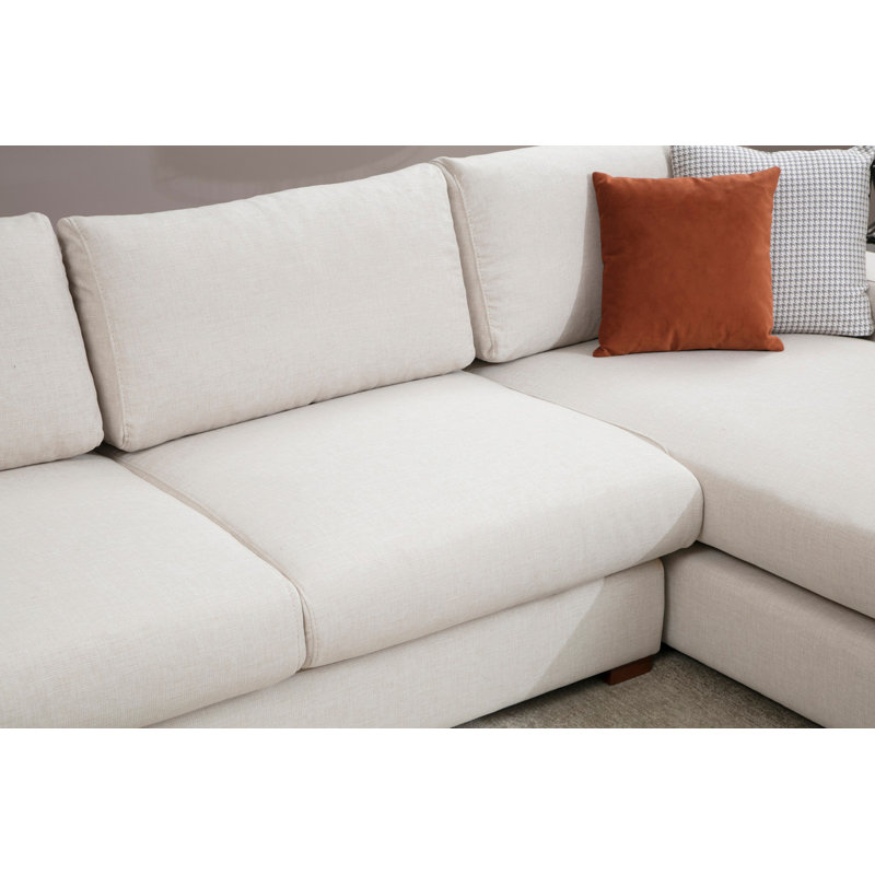 Canapé modulaire de coin 114,17 po, Beige, Face à la gauche