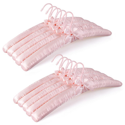 Cintres rembourrés pour vêtements pour femmes, cintres en satin de 17 pouces, paquet de 10 coussins d'épaule rembourrés en mousse épaisse pour chandails, manteaux, chemisiers, robes - rose