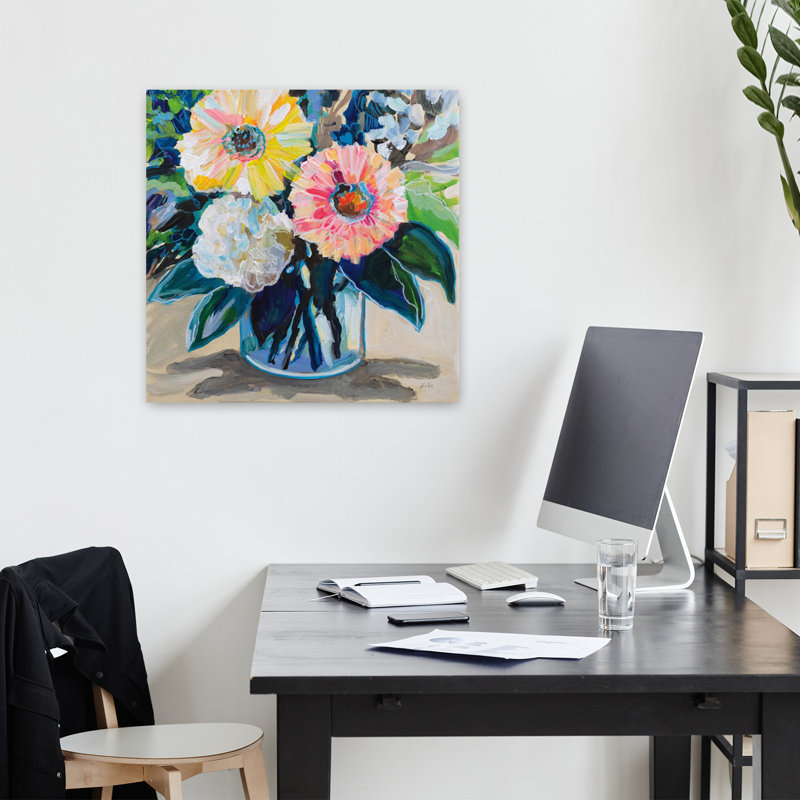 My Treasure, art floral contemporain, H 18 po x l 18 po