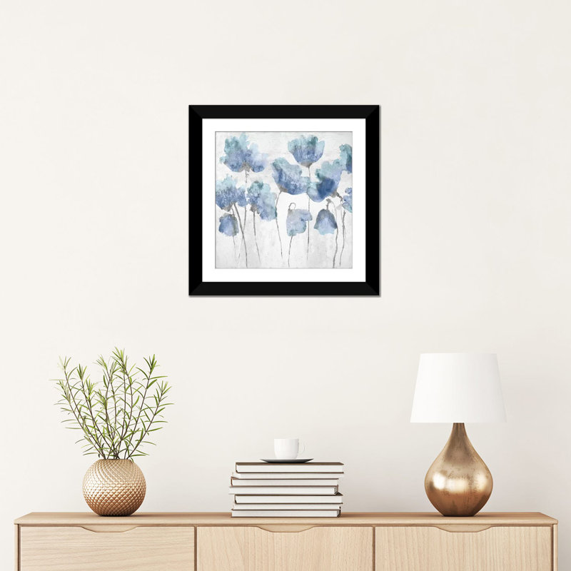 «Indigo Friends I», reproduction sur toile, Papier d'art encadré noir, Blanc, H 24 po x l 24 po x P 1 po