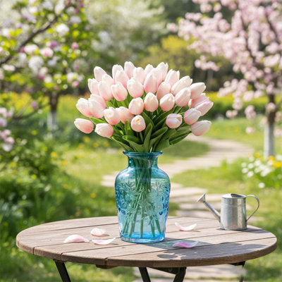 Artificial PU Tulips 12Pcs Real Touch Fake Flower Arrangement Bouquets