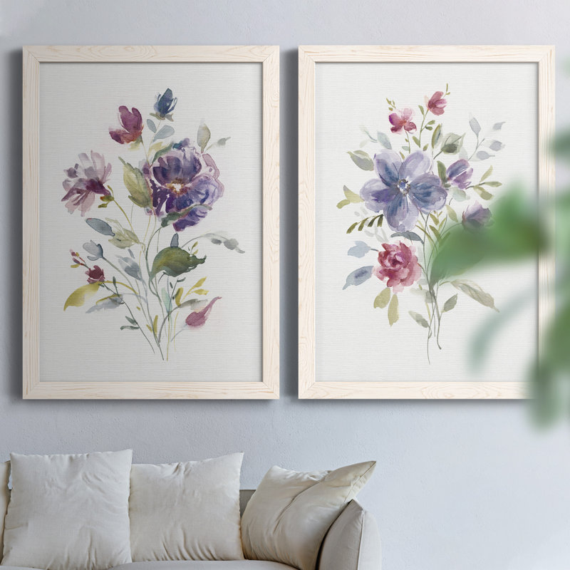 «Color Variety I», ensemble de 2 peintures sur toile encadrées, Cadre blanc, H 37,5 po x l 55 po x P 1,5 po