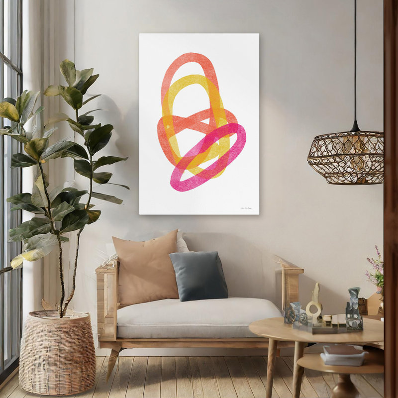 Cosmic Dance - boucles colorées contemporaines se chevauchant sur des formes abstraites, H 48 po x l 32 po