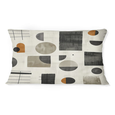 Coussin lombaire gris et beige Midcentury Shapes