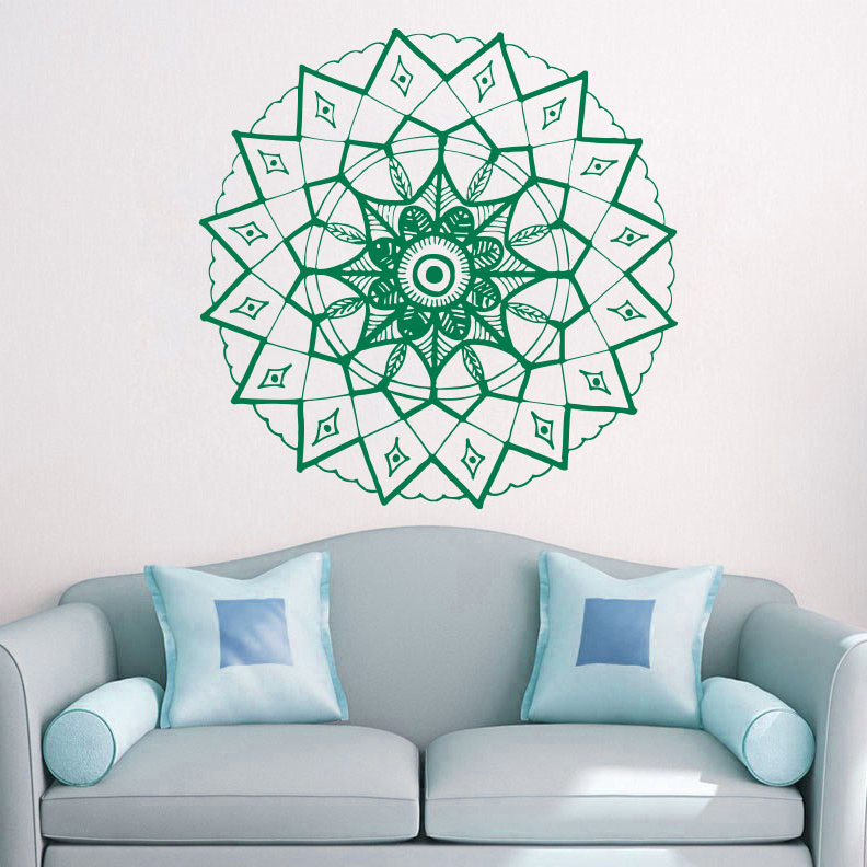 Adhésif décoratif mandala yoga, H 20 po x l 22 po, Vert