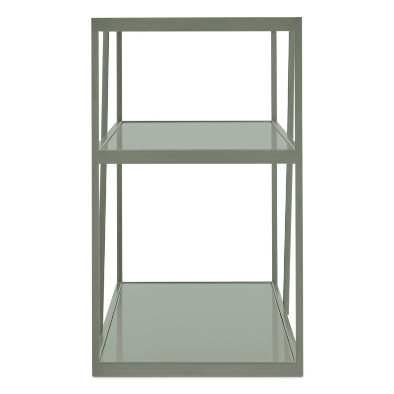 NeedWant Etagere Bookcase, Gray Green, (2 Shelves) 25" H x 63" W x 16" D