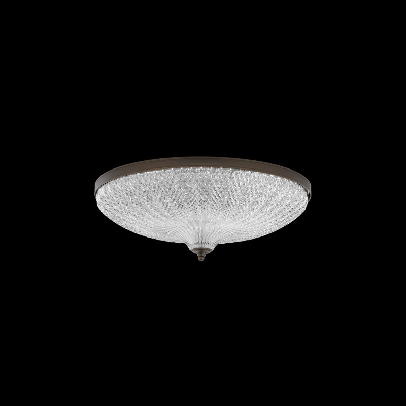 Roma Crystal LED Flush Mount With 3-CCT Color Temperature Selectable Switch (3000K-3500K-4000K), Antique Nickel