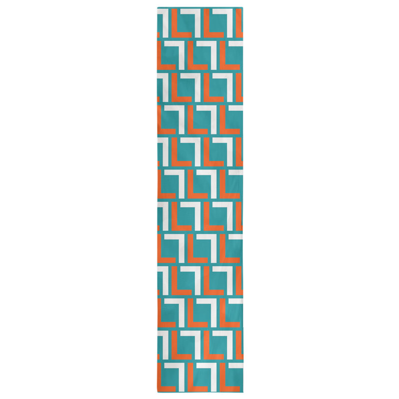 Chemin de table Miami, Turquoise / orange / blanc, 72 po x 16 po, Coton