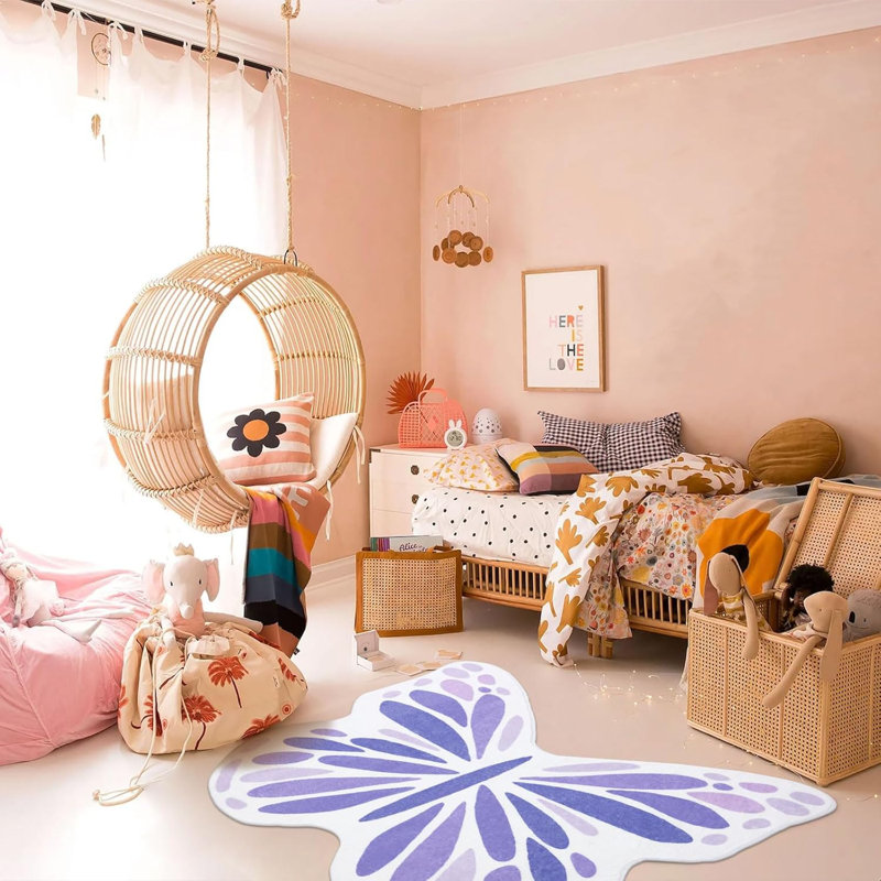 Tapis en forme de papillon, Mauve, Nouveauté 2 pi 11 po x 3 pi 7 po