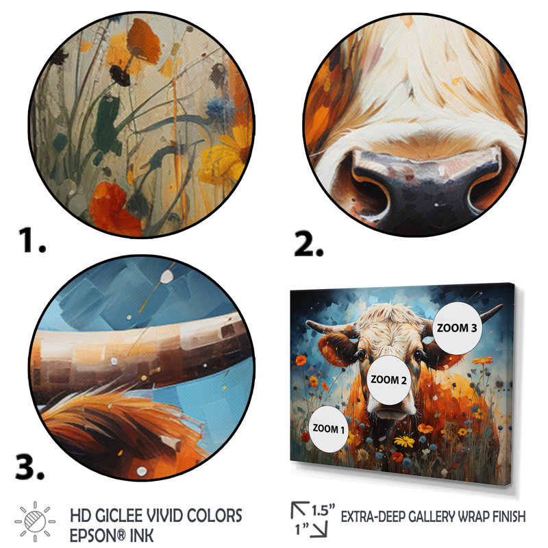 «Cow Natures Symphony I», reproduction d'art sur toile, Cadre flottant noir, H 30 po x l 40 po x P 1,5 po