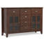 Buffet en bois massif de 54 po de largeur avec portes en verre trempé et 6 tiroirs Artisan-1484048866