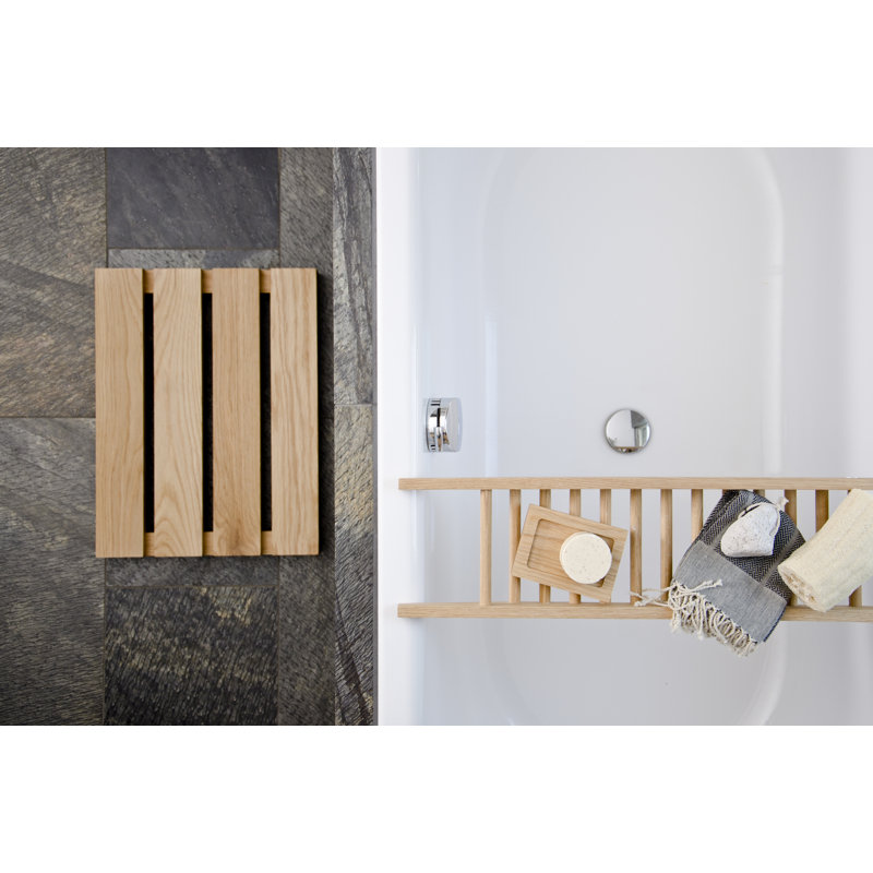 Belinda Solid Wood Shower Mat, Natural Oak