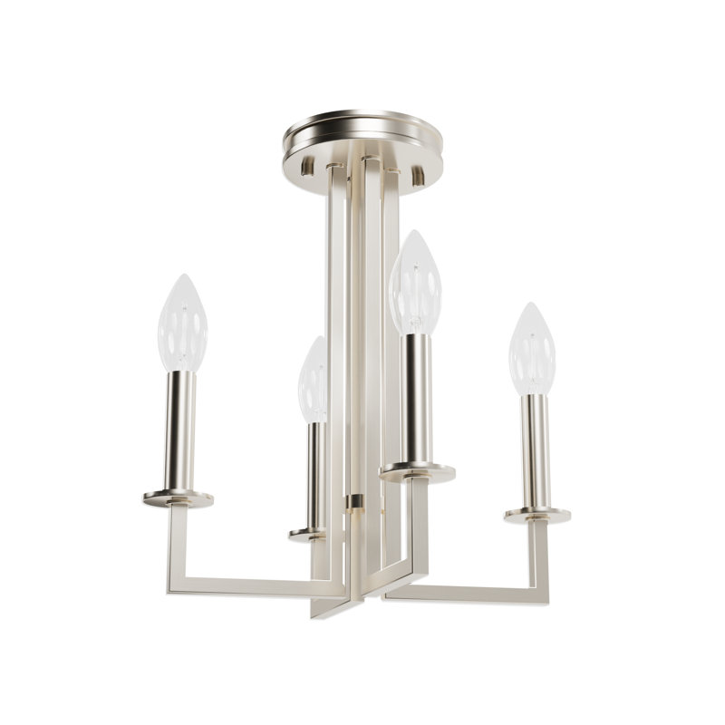 Lustre classique à 4 lumières de style bougie, Nickel brossé
