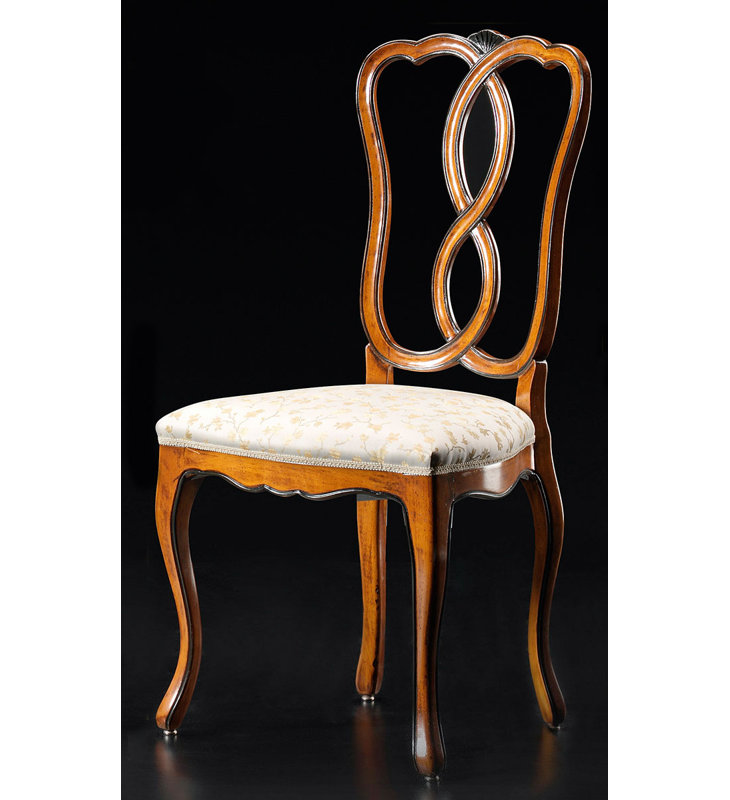 Queen Anne Back Side Chair in Beige/Brown