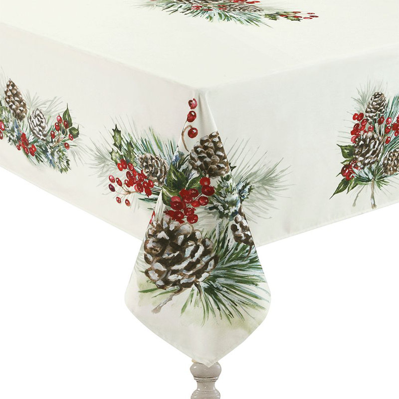 Allbritton Winter Garland Tablecloth, 84" L x 70" W