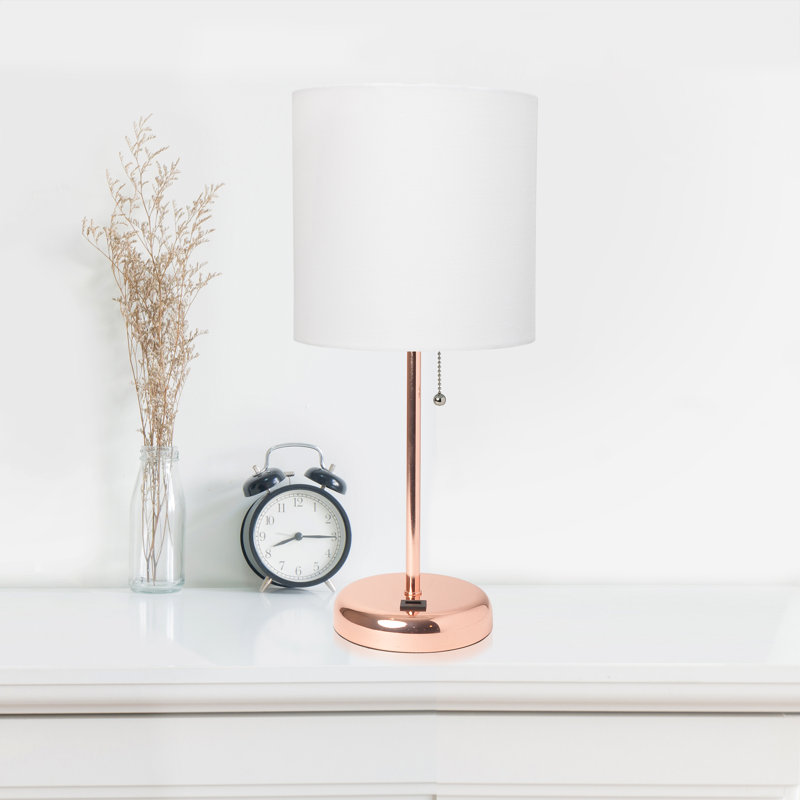 Delp Metal USB Table Lamp, Yes, White, Rose Gold