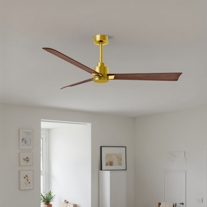 Ventilateur de plafond Alessandra, Noyer, Laiton brossé