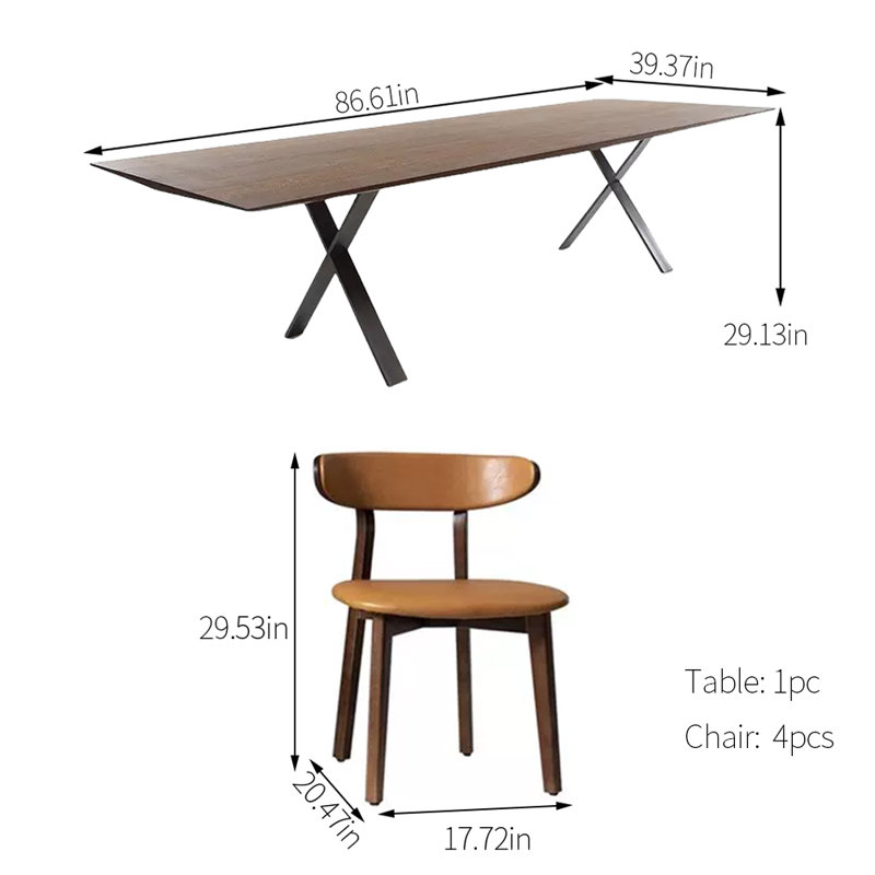 Ensemble de salle à manger rectangulaire, H 29,13 po x L 86,61 po x l 39,37 po