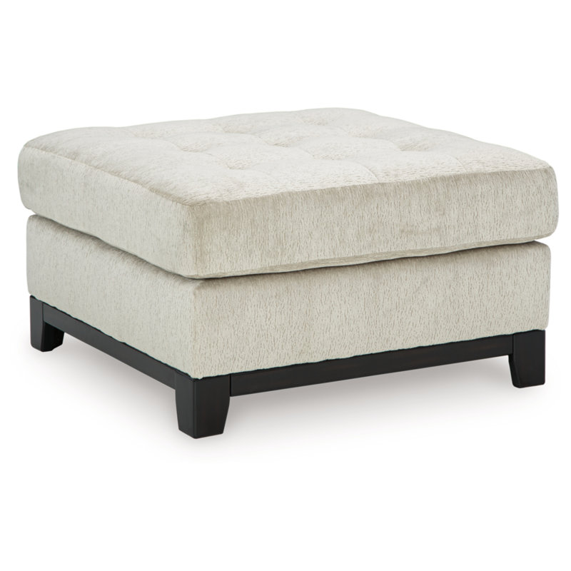 White Tufted Oversized Accent Ottoman with Soft Upholstery