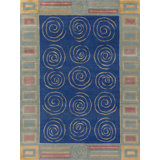 Knossos Geometric Area Rug in Blue/Gold/Lavender