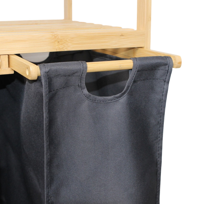 Rangement en bambou pour panier à linge, Gris
