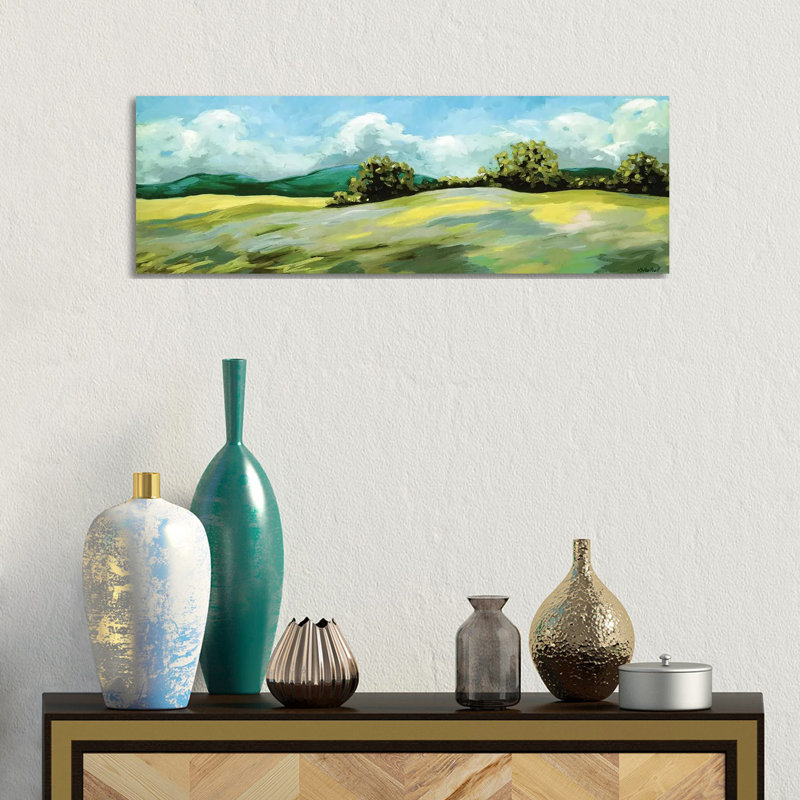 Lavender Breeze Panel Green by Kristina Wentzell - Panoramic Print on Canvas, 30.48cm H x 91.44cm W x 3.81cm D