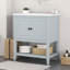Meuble-lavabo de salle de bain avec lavabo en céramique et tablette de style ouvert, armoire d'appoint, armoire de rangement moderne et simple-464588954