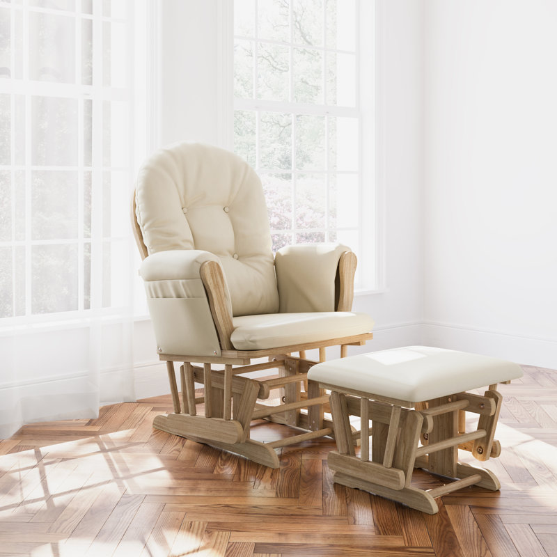 Fauteuil oscillant avec repose-pieds Hoop, Beige, Naturel