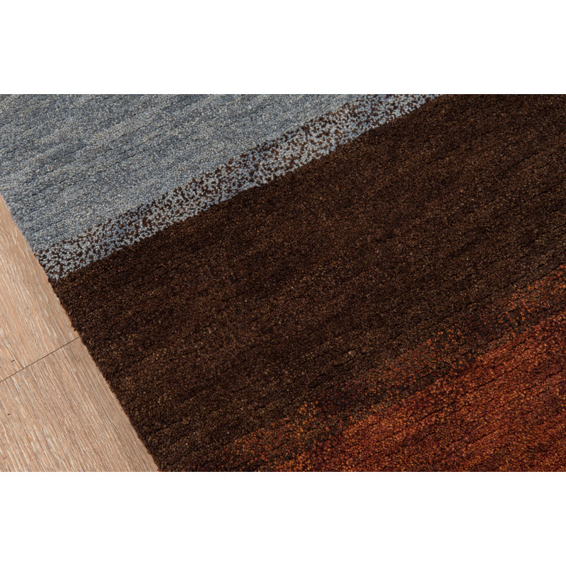 Desert Gabbeh Wool Striped Area Rug in Brown, Rectangle 3'9" x 5'9"