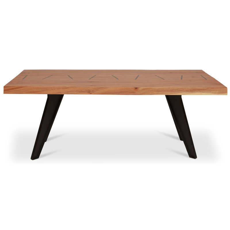 Solid Wood Top Metal Base Dining Table
