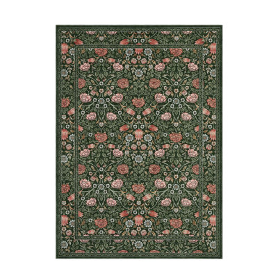 Tapis vintage lavable floral pour chambre à coucher, salon, salle à manger