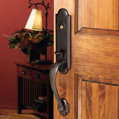 Boulder Handleset with Single Cylinder Deadbolt and Door Knob and Rosette