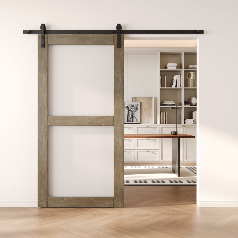 Porte de grange non assemblée et fini en verre à 2 verres de 30 po x 80 po Homacer, 30 po x 80 po