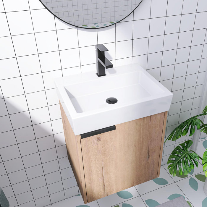 Orren Ellis 18 Inch Bathroom Vanity with Sink, Single Sink Wall-Mounted ...