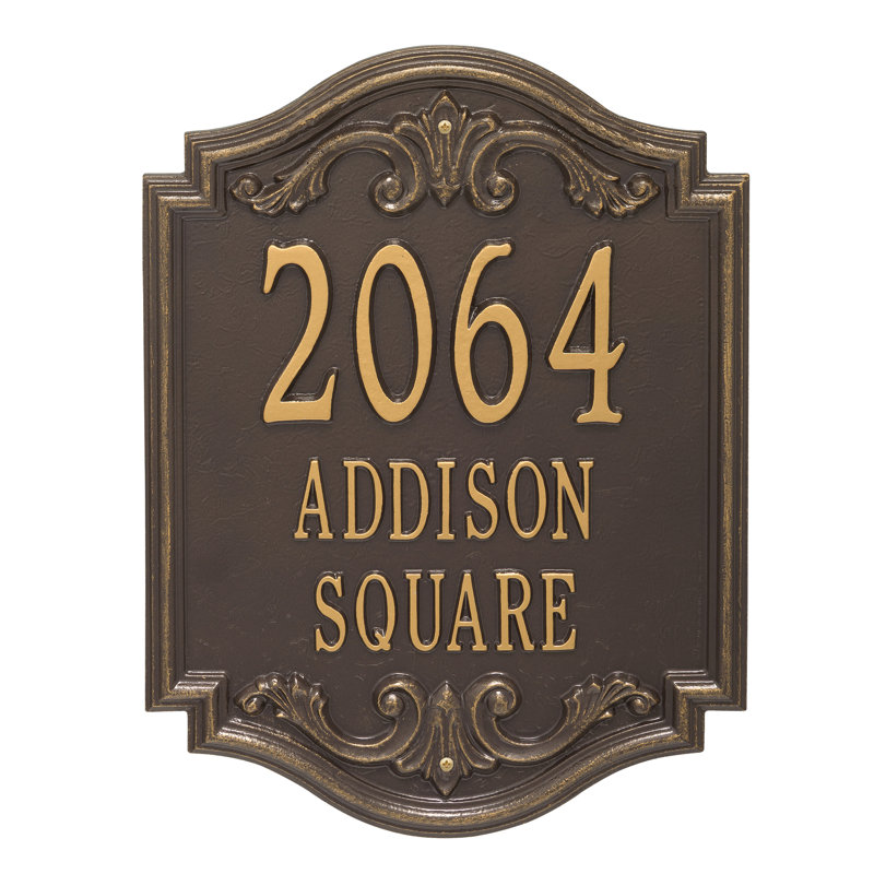 Signature Series 3-Line Wall Address Plaque, Bronze, Gold, Yes