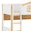 Lit superposé avec garde-corps en forme de maison, tablettes de rangement et lit gigogne-1043292760
