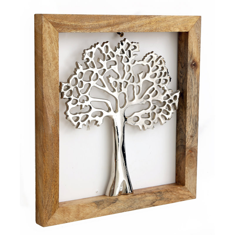 Traditional Trees And Nature Wall Decor on Metal, Silver, 31.00cm H x 2.00cm W x 29.00cm D