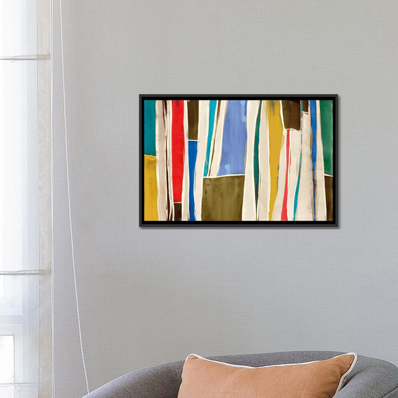 «Striped Flat I», impression sur toile, H 18 po x l 26 po x P 1,5 po, Toile avec cadre noir, Pas de tapis