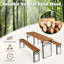 70 po Cadre de table de pique-nique en bois noyer et fer avec banc pour 6 personnes-384090968