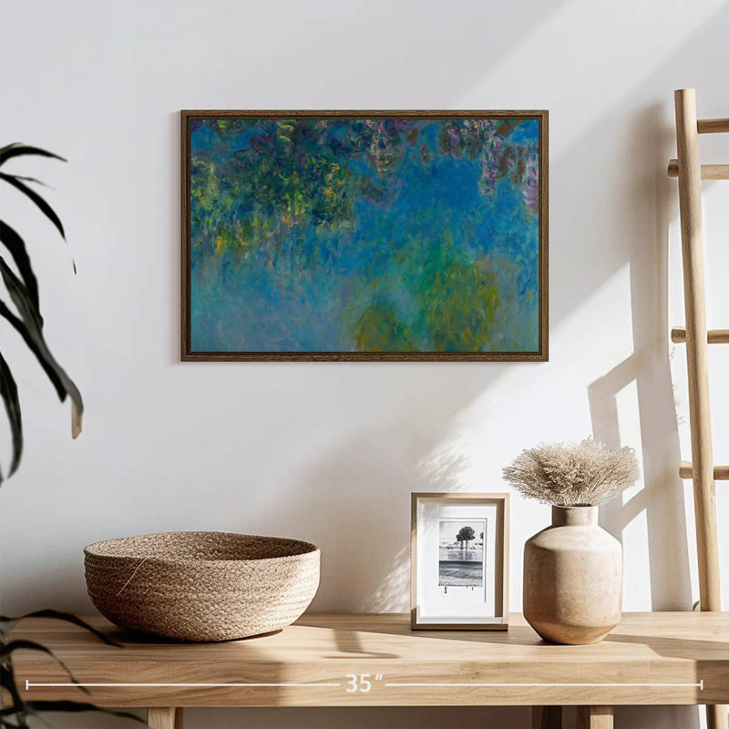 Wisteria 1925, 19 po x 13 po, Cadre flottant noyer